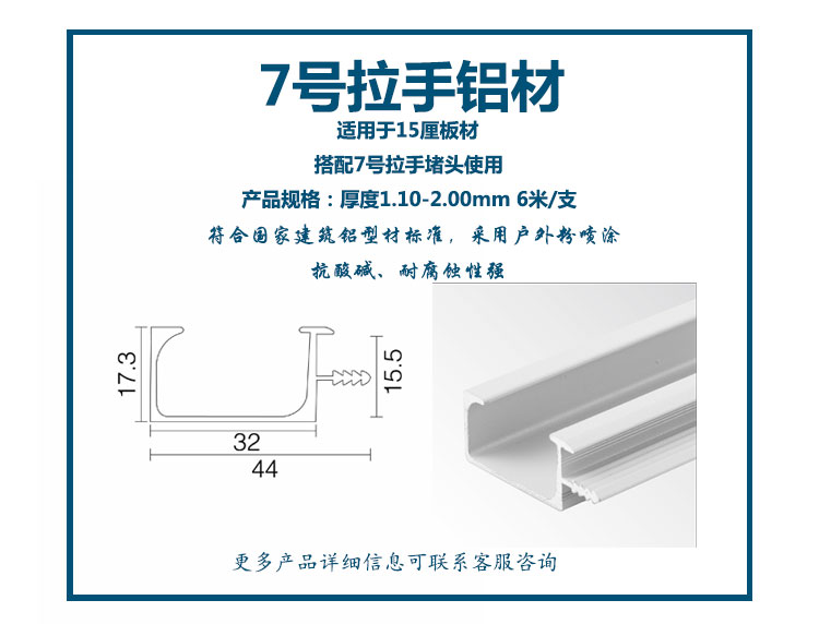 7號拉手鋁材 (15厘板材) ; 7號拉手塑料堵頭