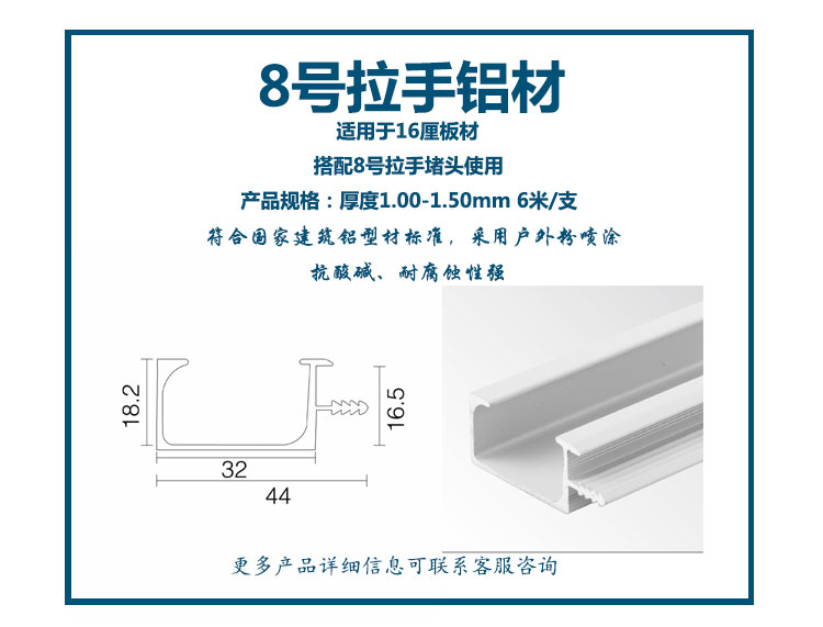 8號拉手鋁材 (16厘板材) ; 8號拉手塑料堵頭